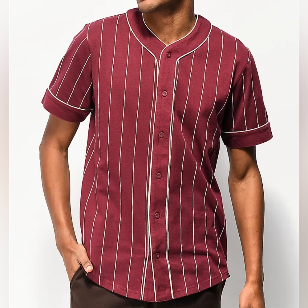 Empyre Chuck Maroon & White Pinstripe Baseball Jersey Size XL